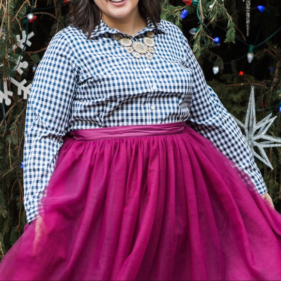 Eloquii Tops - Preppy navy + white gingham Eloquii button down